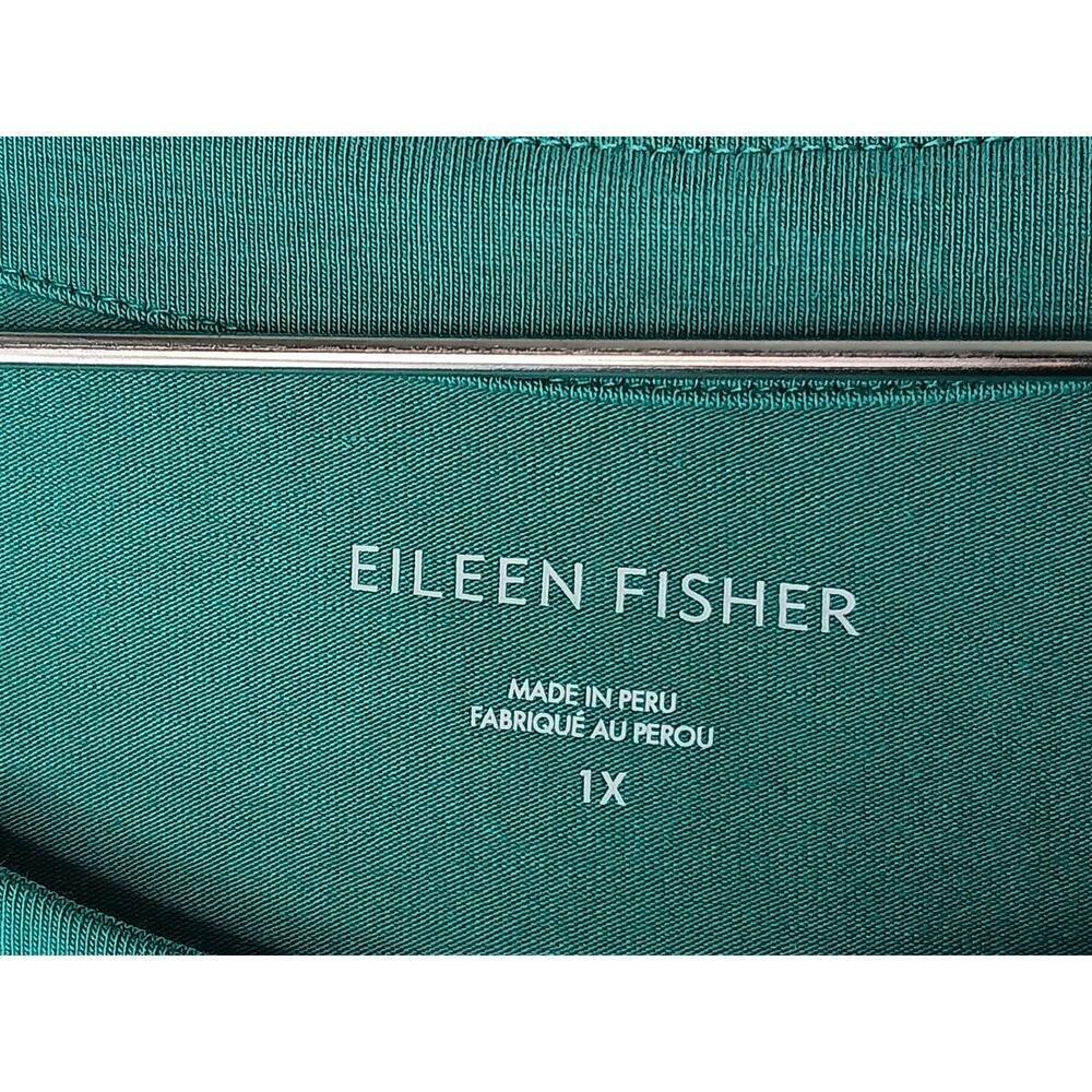 New with Tags Eileen Fisher Pima Cotton Stretch Dress Green Teal 1X Knee Length - Picture 11 of 13